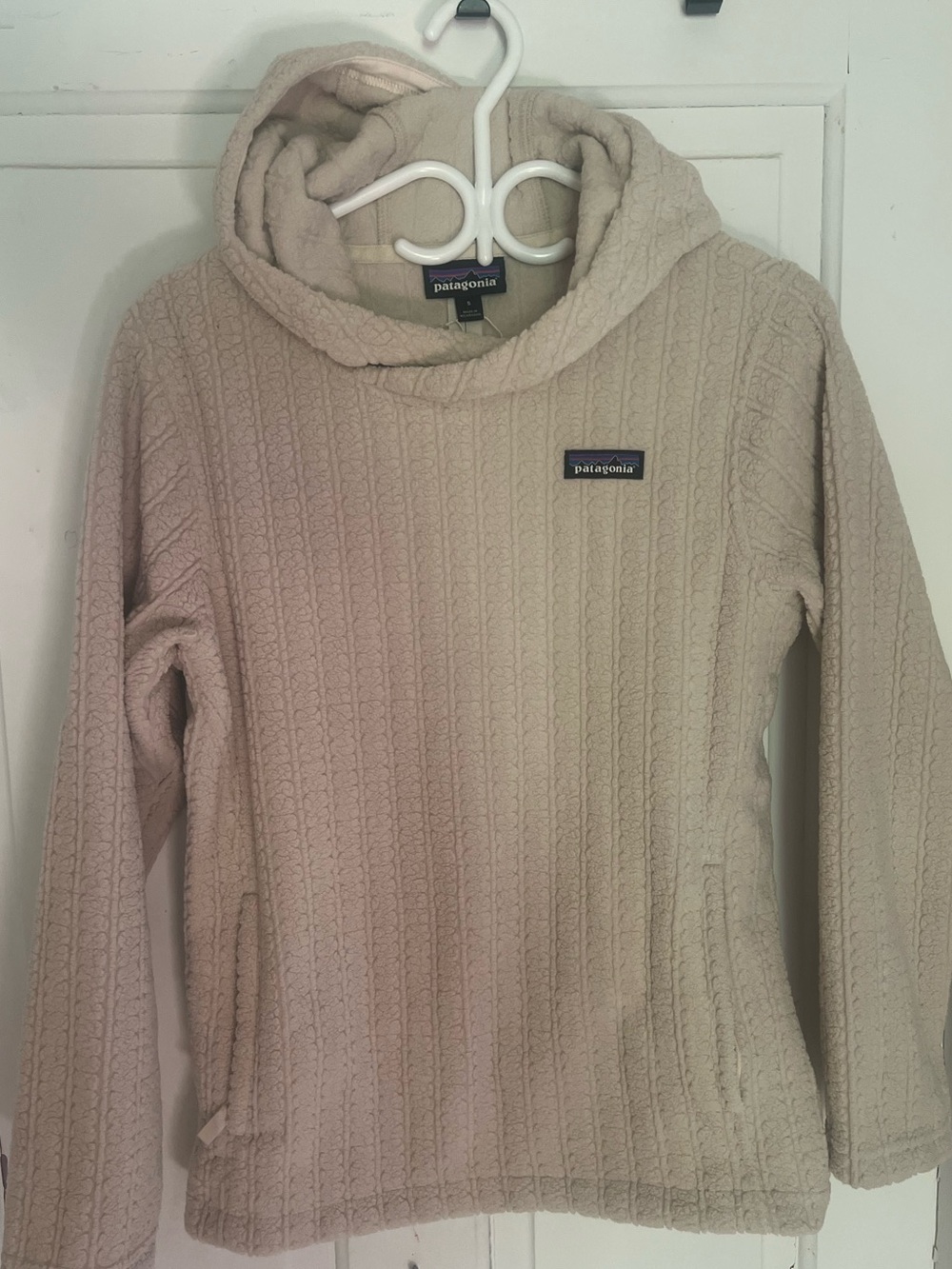 Patagonia Cream Cable-Texture Hooded Sweater